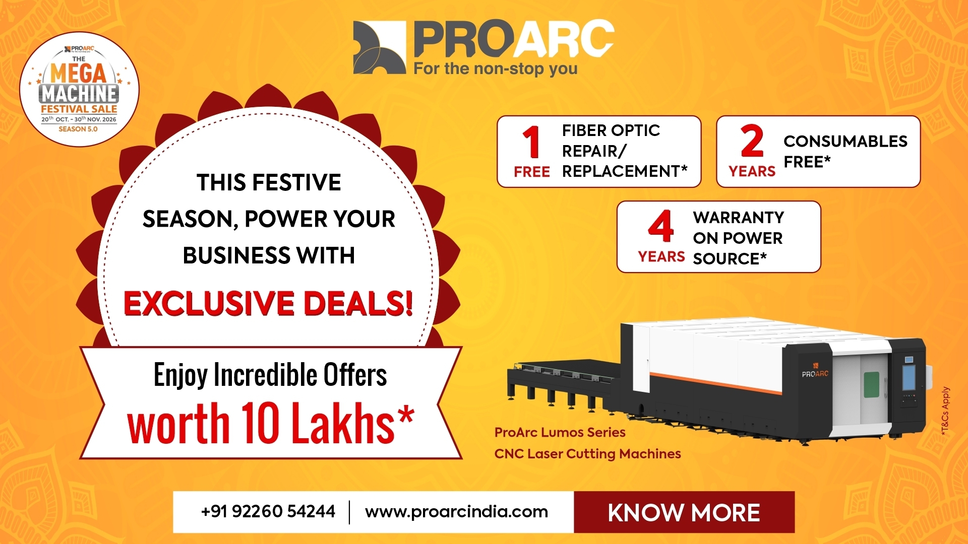 ProArc Lumos Series CNC laser cutting machines sale